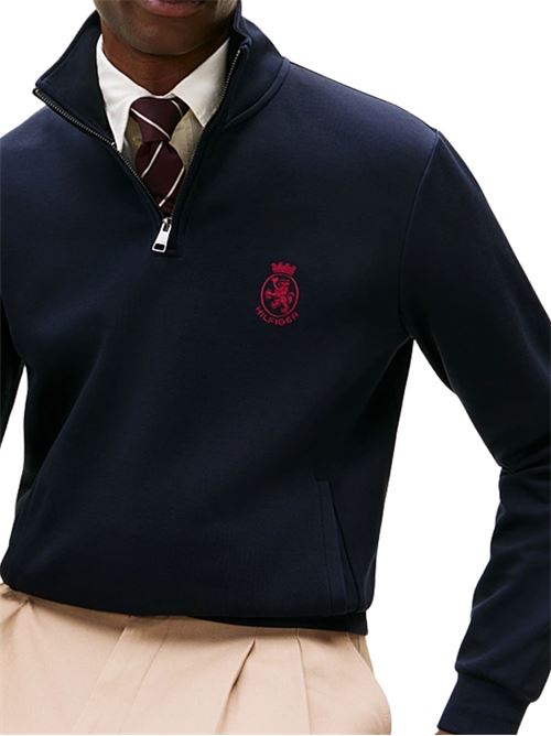 Pullover con mezza zip e stemma TH ricamato Tommy Hilfiger | MW0MW42855DW5
